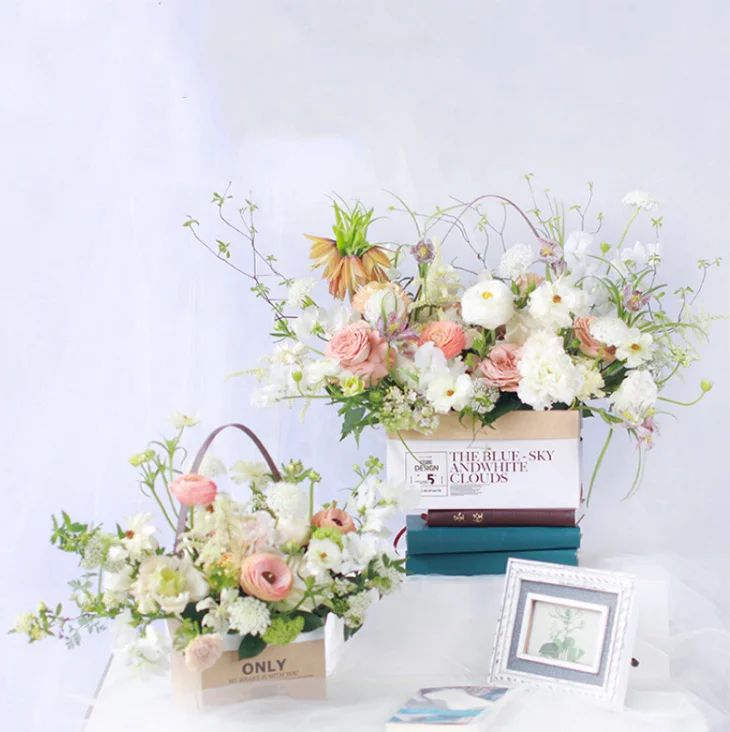 Роскошная Свадебная складная корзина для цветов из крафтовой ткани водонепроницаемая коробка с