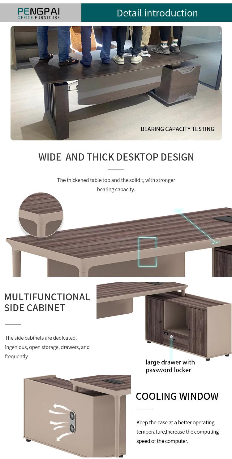 Modern mdf painting l shaped manager desk executive wooden office table for office furniture