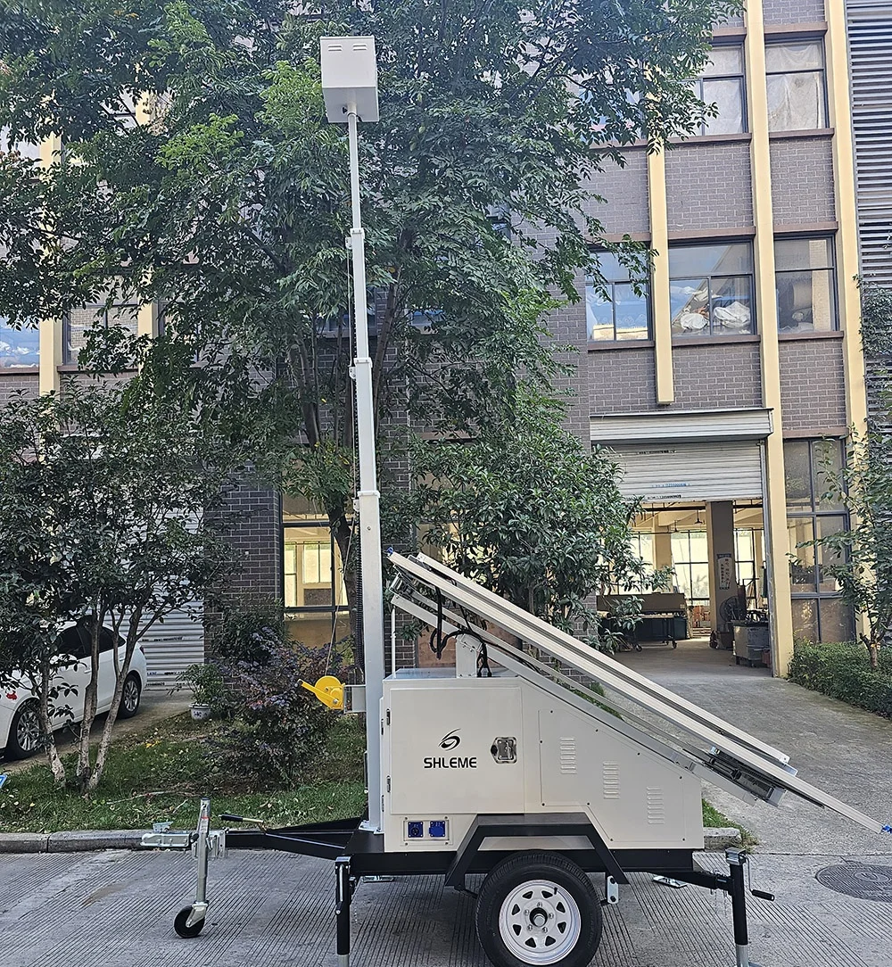 Security Camera Mobile Solar Trailer for Construction Site Monitoring Solar  System