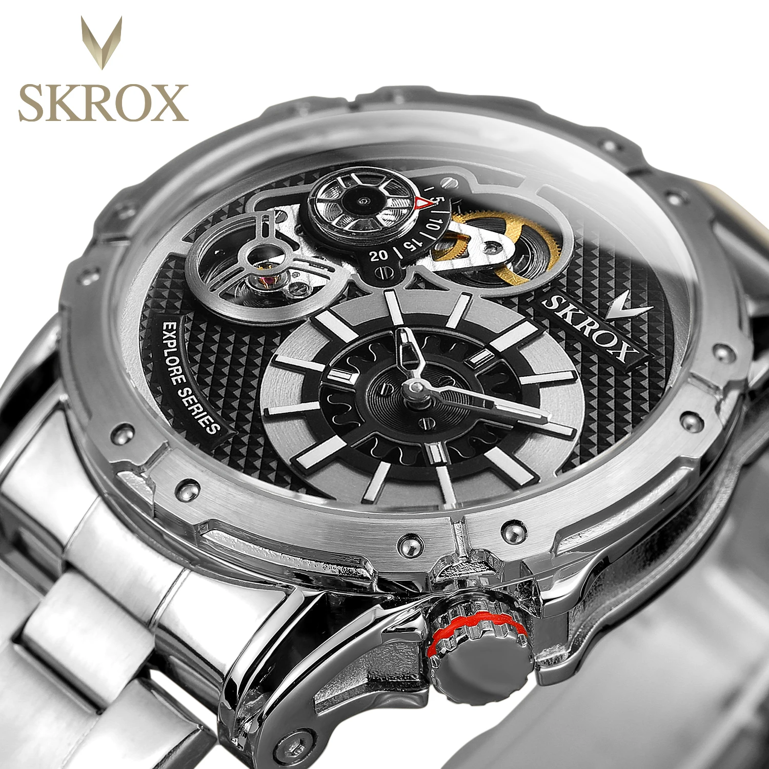 SKROX新作メンズダブルムーブメント腕時計自動巻きモントルオム 