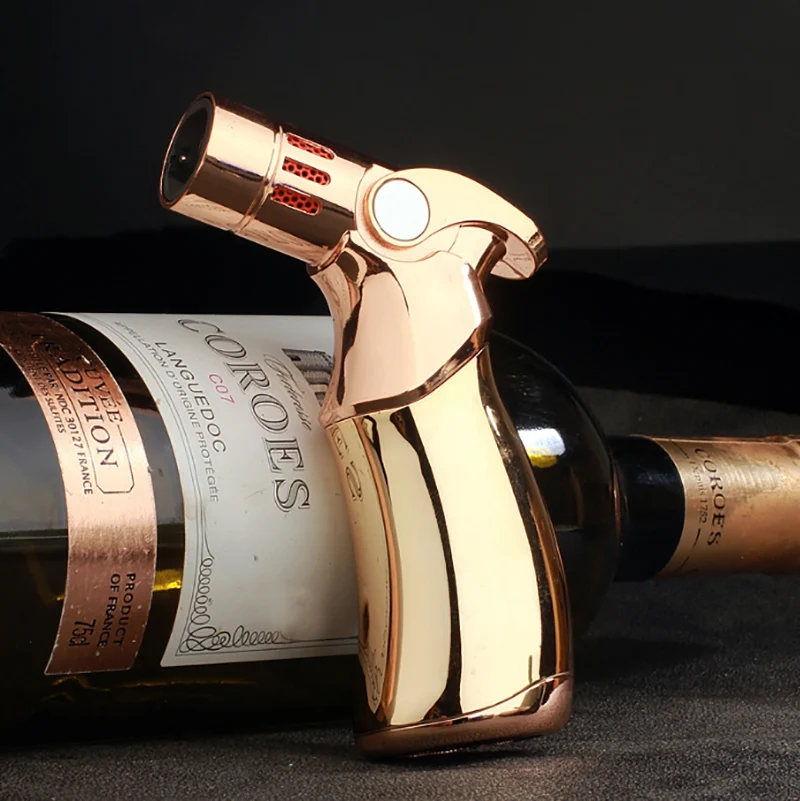 Torch with Custom Logo for BBQ Cigar Butane Metal Lighter Refillable Lighter Smoker Torch Cigar Lighter General-purpose Gun