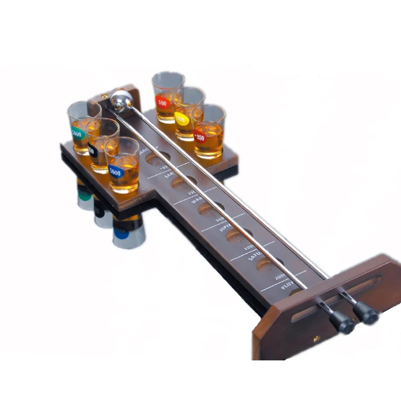 Wooden Product with 6 Shot Glasses Steer Stan for Drinking Game Set Wooden Shot Glass Holder