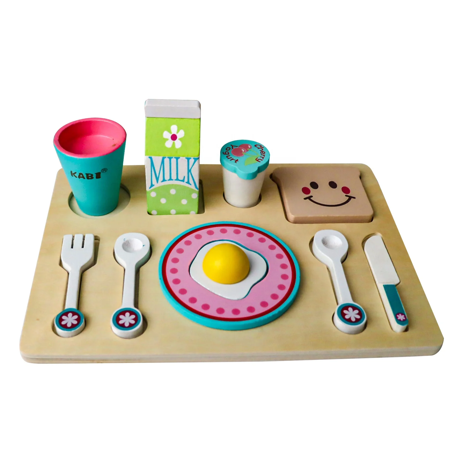 wooden breakfast toy set