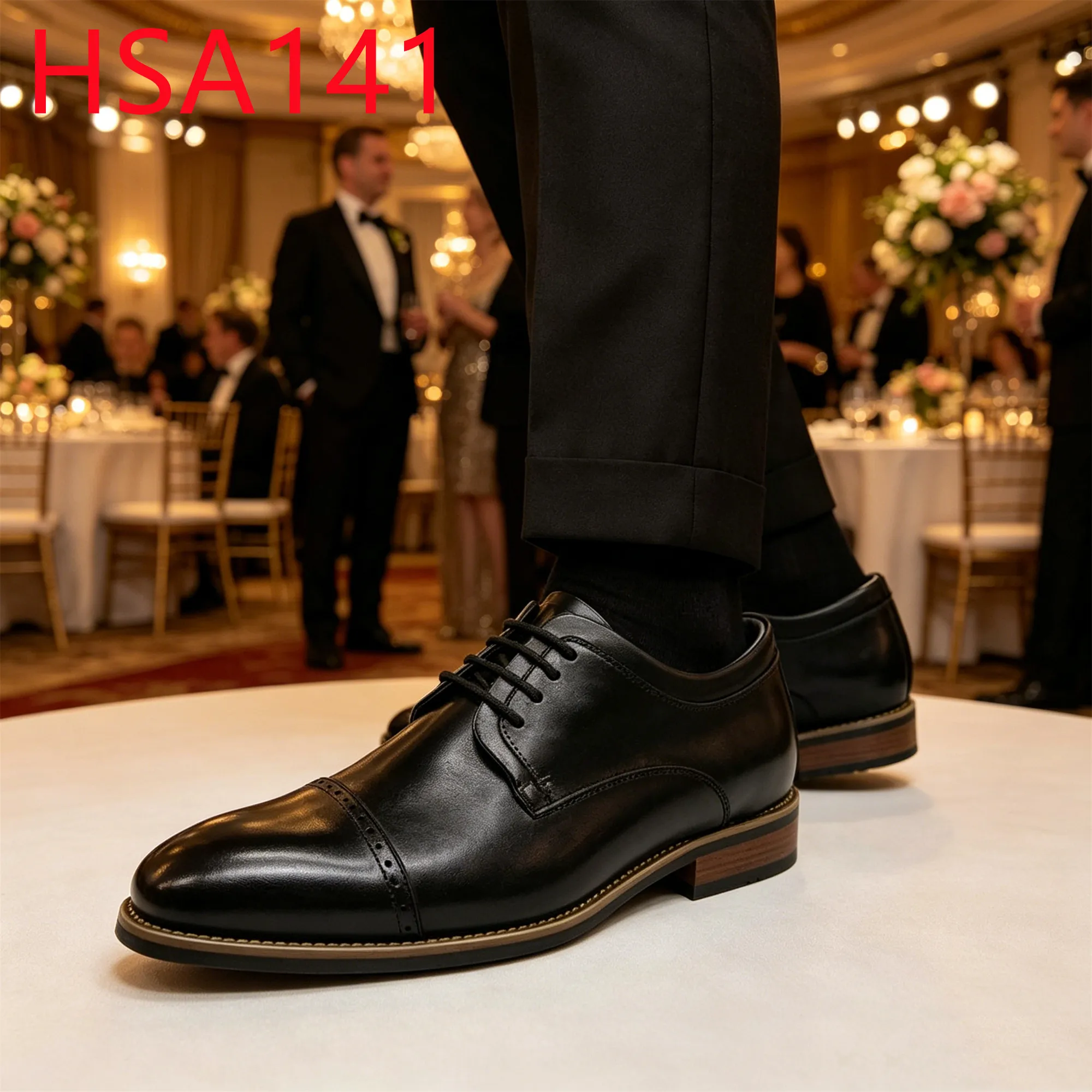 YYR,Workplace Using Quality Full Grain Leather Office Shoes Wedding Attendance Durable Rubber/oxford Sole Dress Shoes HSA141