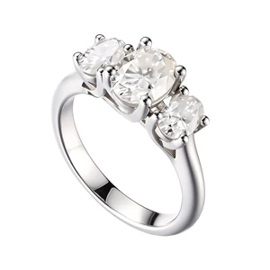 Women Custom Rings Silver 925 Diamond Moissanite Classic Three Stone Silver Morganite Ring Wedding Fine Jewelry Rings