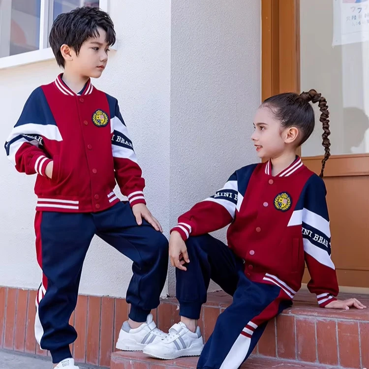 Color Combination School Uniform Beautiful Cheap Tracksuit for Students  Sportswear Tracksuits for Primary School Kids