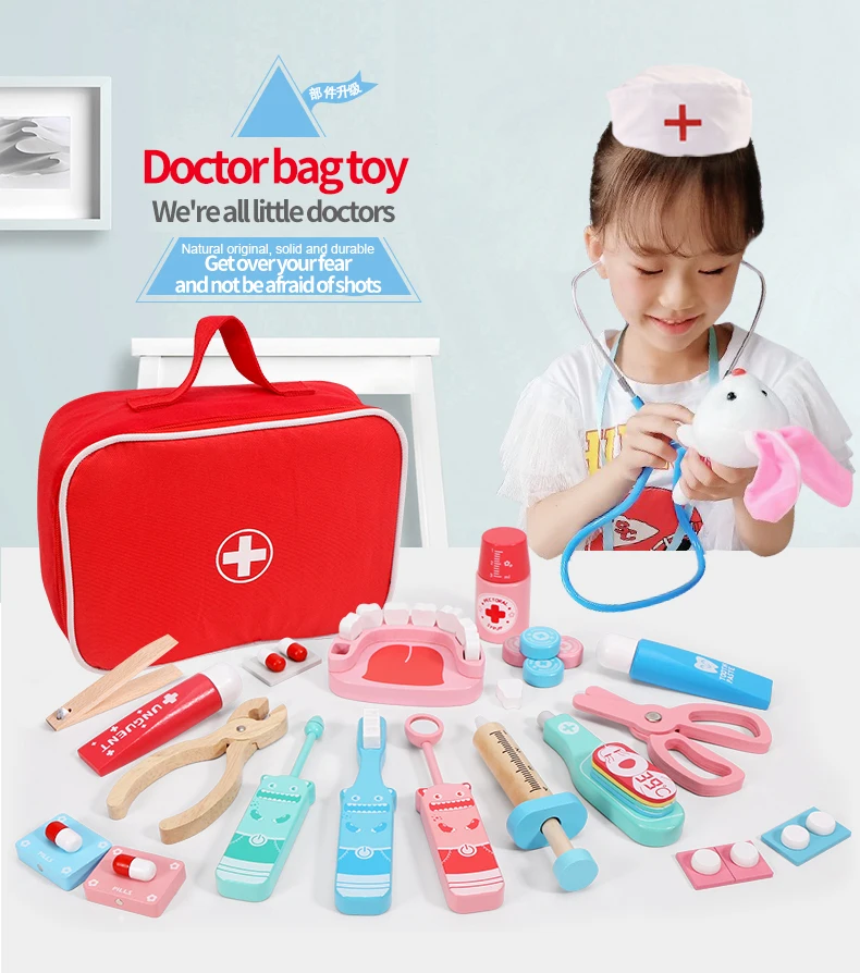 Hot Wooden Preschool Pretend Play Jouet Enfant Hospital Mini Medicine 