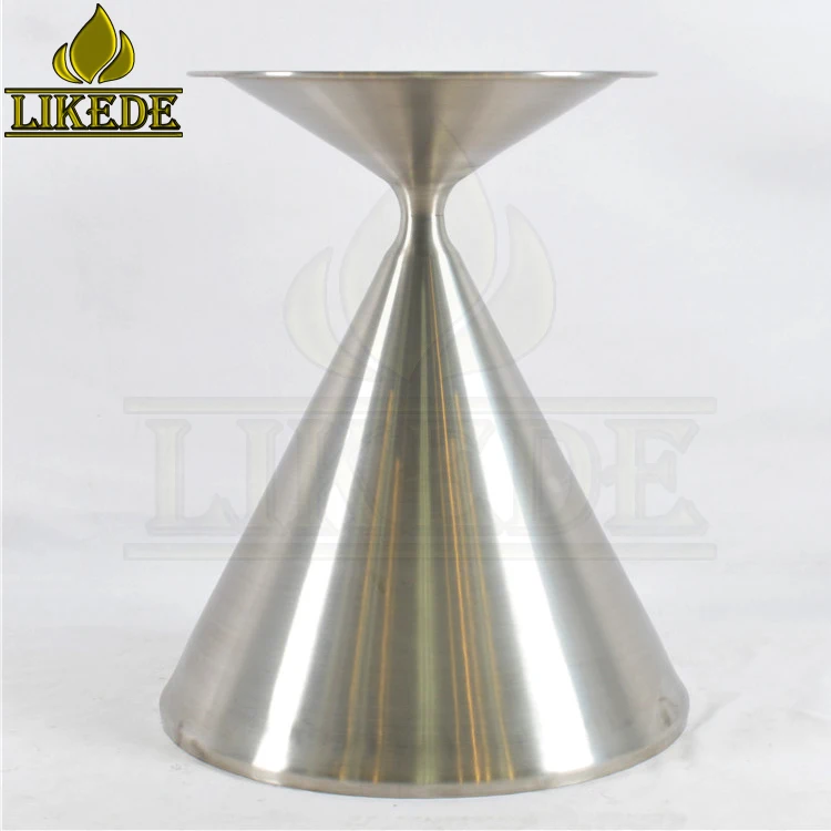 Integrated Tulip Conical Table Base Metal Brushed #304 Stainless Steel Trumpet Style Furniture Legs