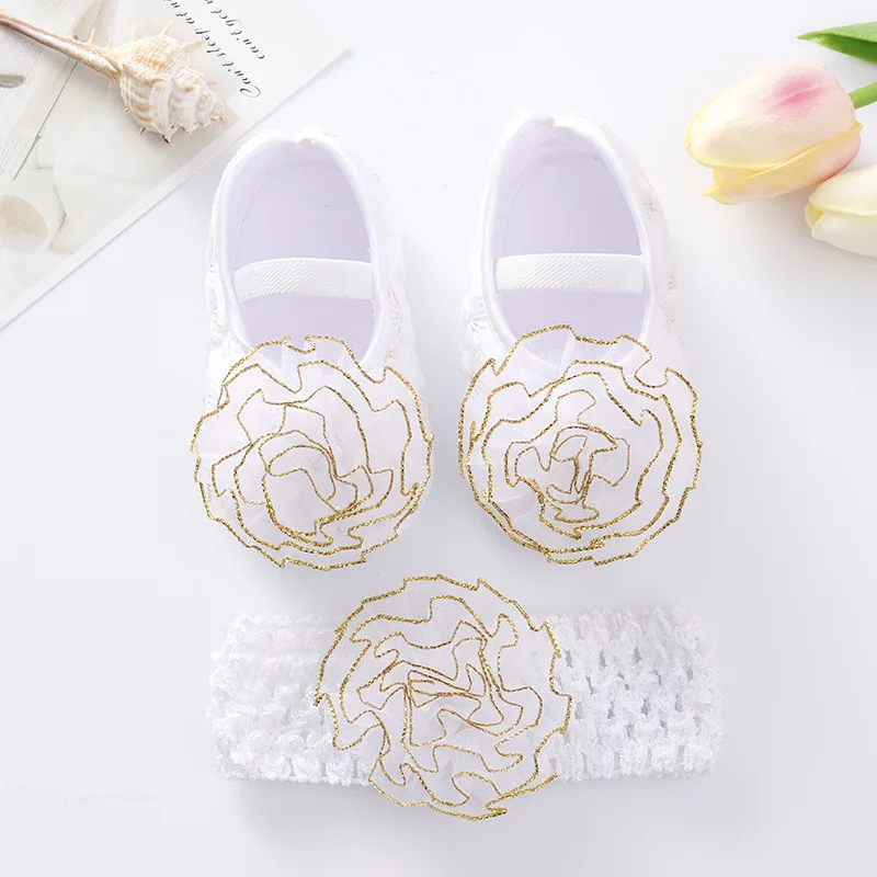 New Spring And Autumn Baby Shoes Hairband Set 01 Year Old Baby Shoes