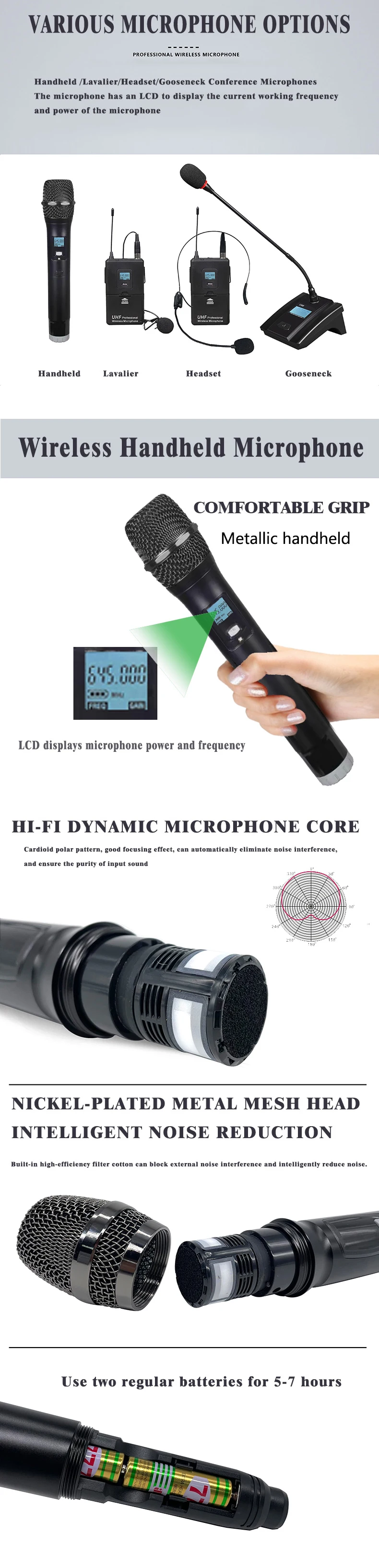 8 Channels Professional Handheld Mic Wireless Condenser Microphone