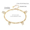 4mm Figaro Butterfly Anklet Gold