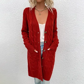 design women cardigan plus size knit button long style coat