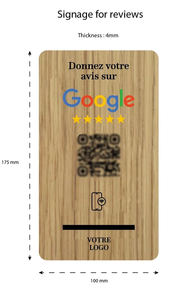 Custom Programmable NFC QR Code 13.56MHz NTAG216 Chip Smart RFID ISO 14443A Wooden Business Card Google Review Stand Hotel Use