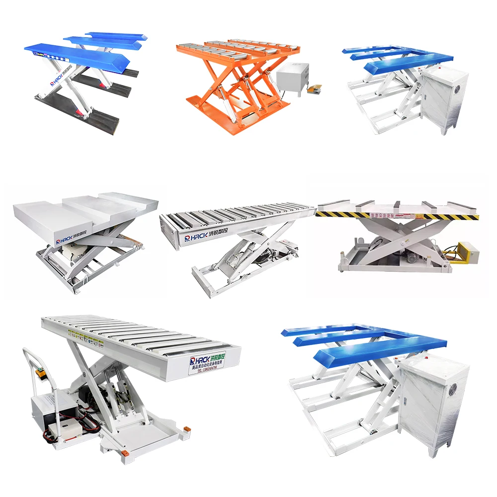 Hydraulic scissor type stationary lifter with conveyer table system for CNC panel cutting saw loading and off loading device