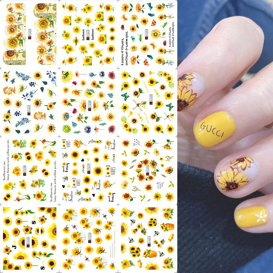 Sunflower Nail Sleeve Art