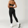Set di leggings in vita a doppia linea di reggiseno nero