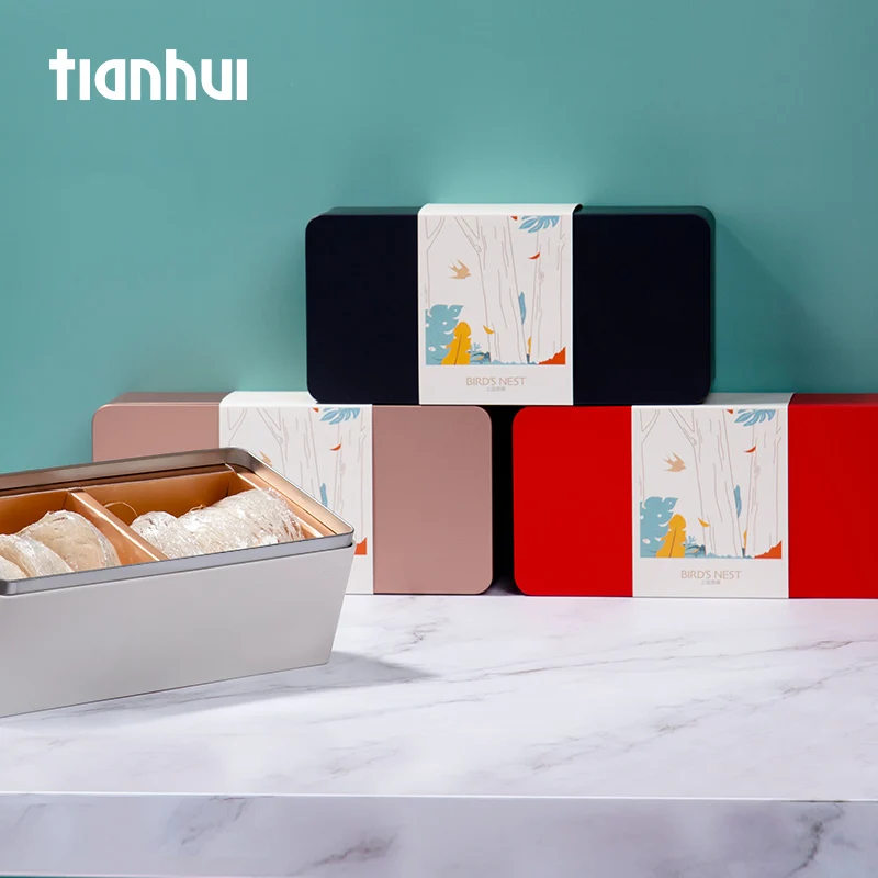 Прямоугольная пустая жестяная коробка высокого качества, Подарочная коробка для ювелирных изделий и хранения, Домашний Органайзер