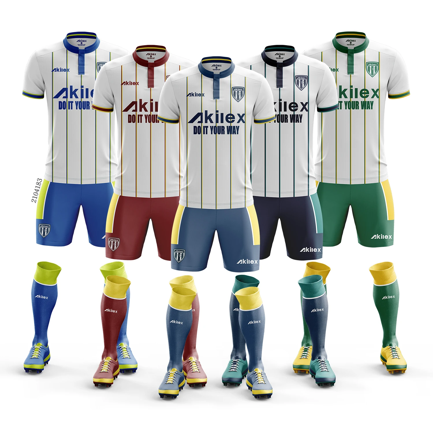 Source Custom Stripe Football Kit Blue Designed Collar Coloured Team Club Soccer  Wear Full Set Jersey Kits on m.