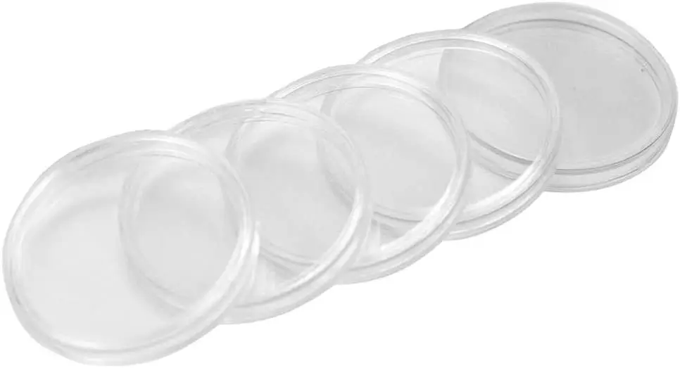 100 Cápsulas Transparentes De 27 Mm Con Caja Contenedora – Protege Tus Monedas De 2 Euros, Ideales Para Coleccionistas Y Almacenaje Seguro