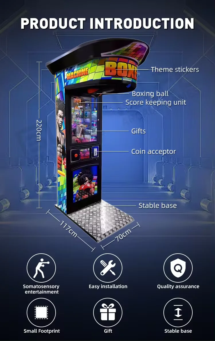 Hot Sale 220V Electronic Arcade Sport Game Punch Boxing Board Machine Coin Operated Amusement Metal Plastic factory
