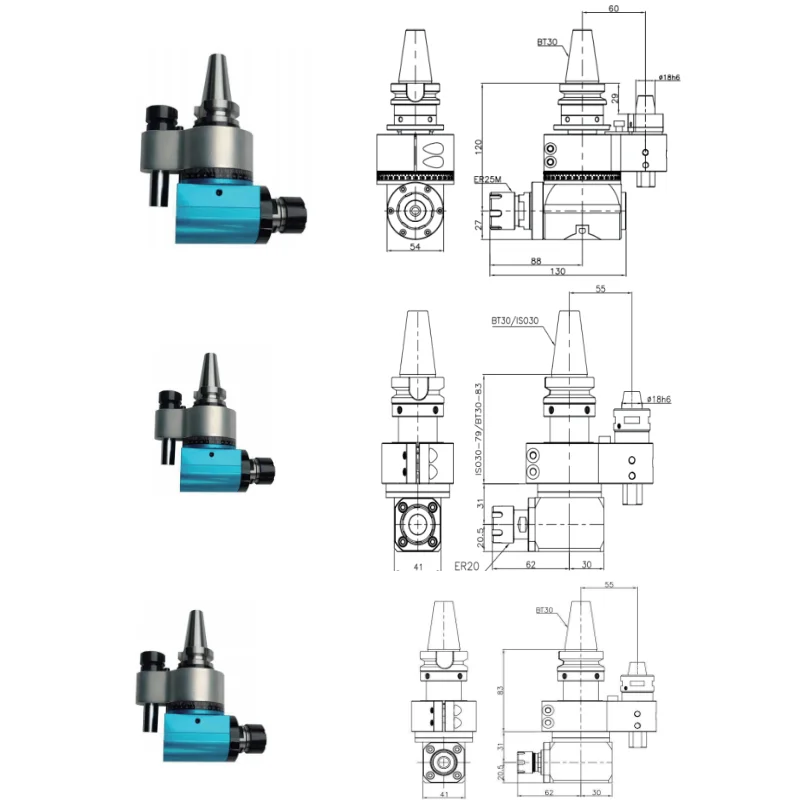 Cnc Machine Tools 90 Degree Bt30 Bt40 Bt50 Angle Head Horizontal ...