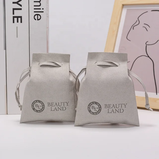 Luxury Custom Logo Velvet Pouch Earrings Necklace Bracelet Ring Microfiber Small Gift Packaging Drawstring Bags Pouch