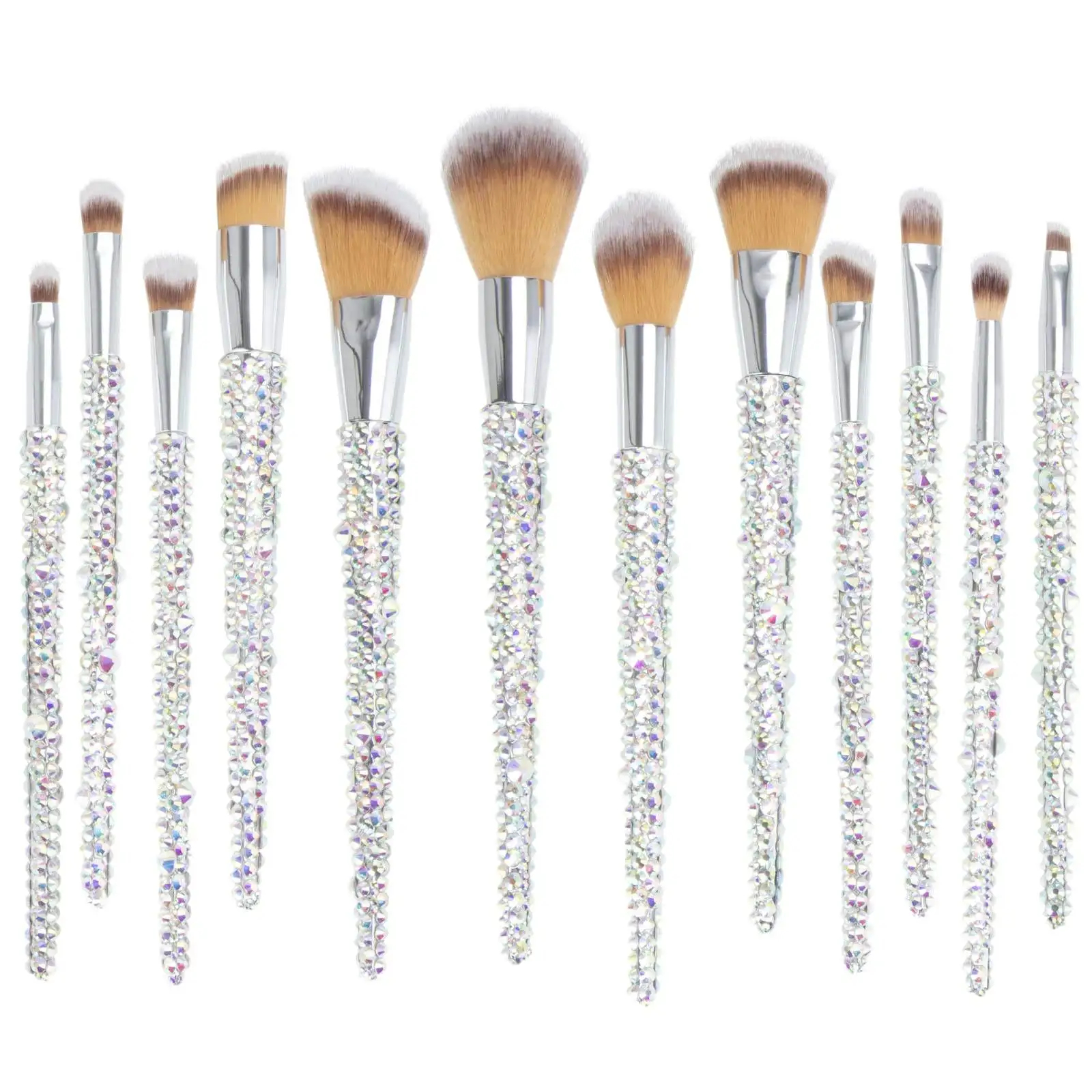 12pcs Custom Logo Diamond Buling Makeup Brush Set Colorful Fancy Rhinestone Unique Personality Gift Makeup Brush Set