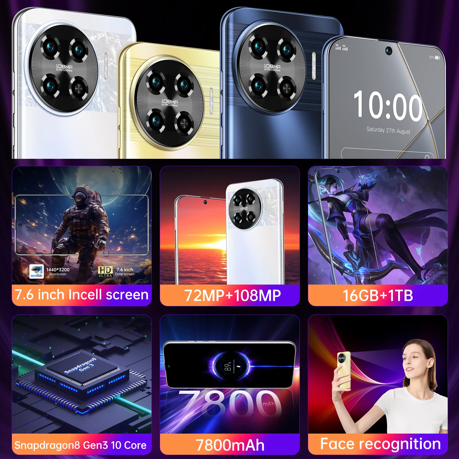 Global Version Spark20 Pro Unlocked Smartphone Smart Phone 16GB+1TB Original 4g mobile phone