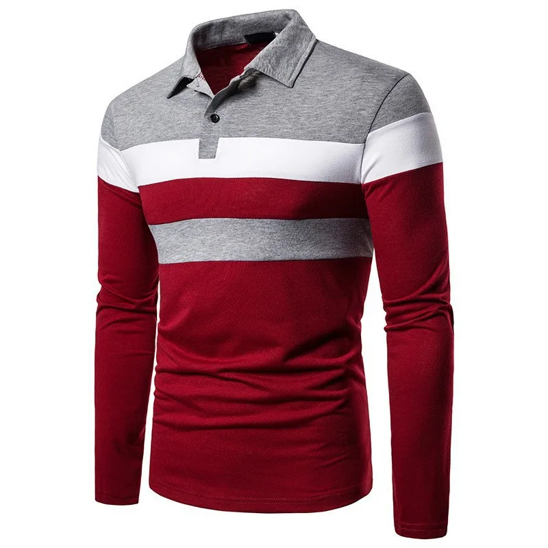 MENS LONG POLO SHIRT (予約販売品) New Zip Striped Long Sleeve Men's Polo Shirt - Mens Polo