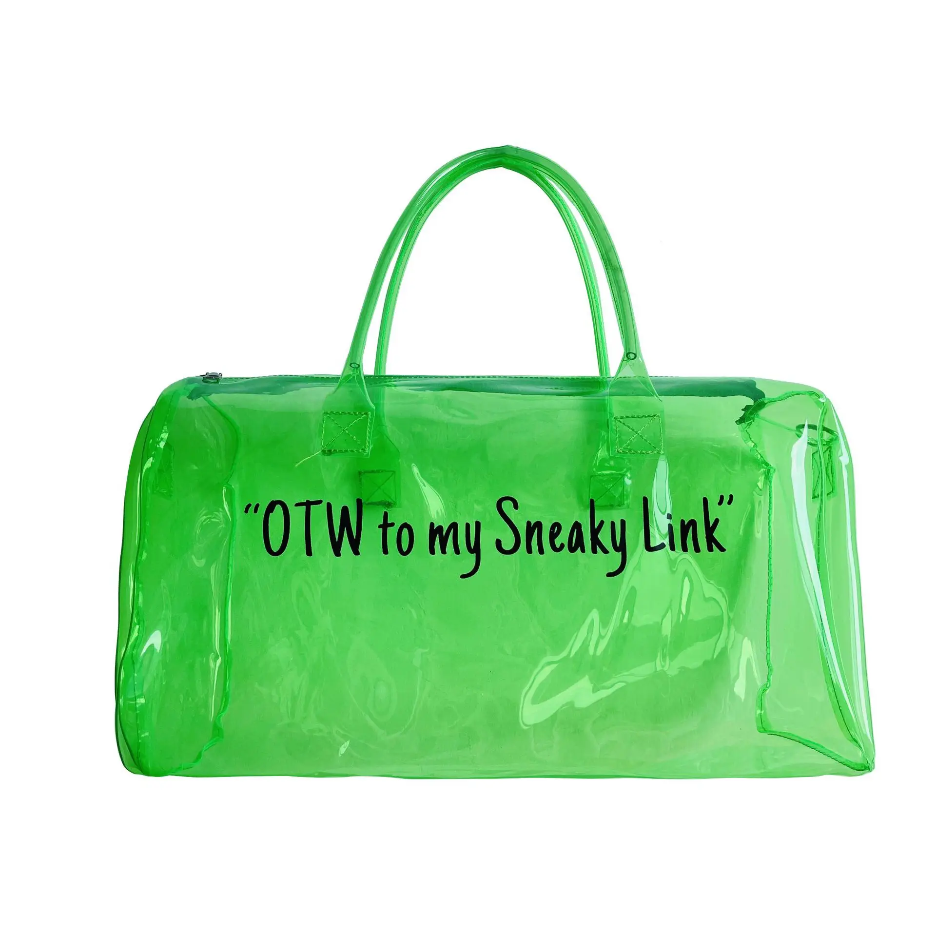Wholesale Hot Sale Jelly Holographic Transparent Plastic PVC Pink Duffle Bag  Clear Spend Da Night Bag From m.