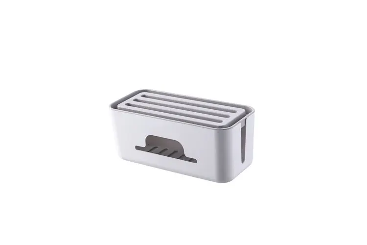 Square Plastic Office Organizer Power Cord Storage Box for Power Strip Wire Junction Router Cable Finishing Socket Storage