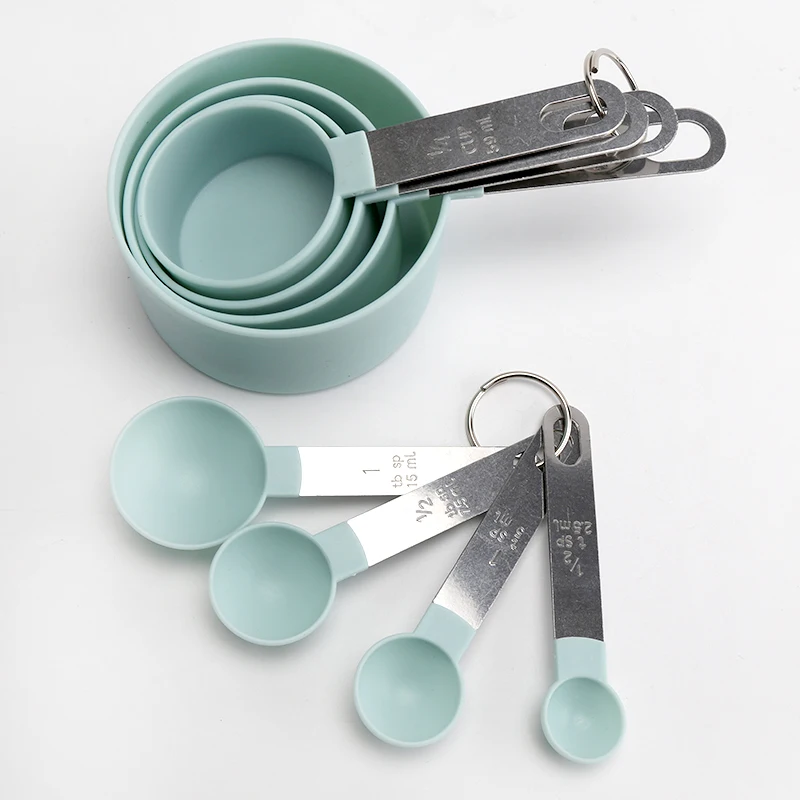 8 Pc Teal Measuring Cups w/Nylon Cups & SS Handles