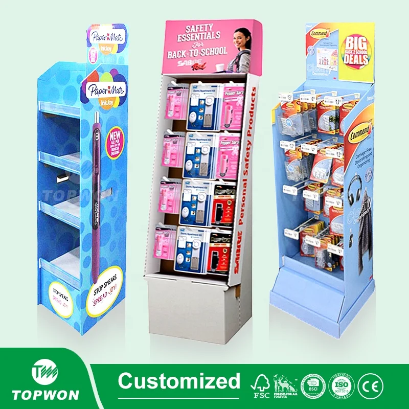 Custom Cardboard  Stationery Shop Racking Display Racks Pen Store Shelves Stationery Display Stand