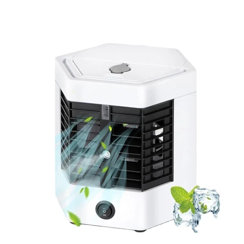 Small Desktop Table Quiet Portable Ac Mini Personal Space Air Cooler Fan with 7 Colors LED Light