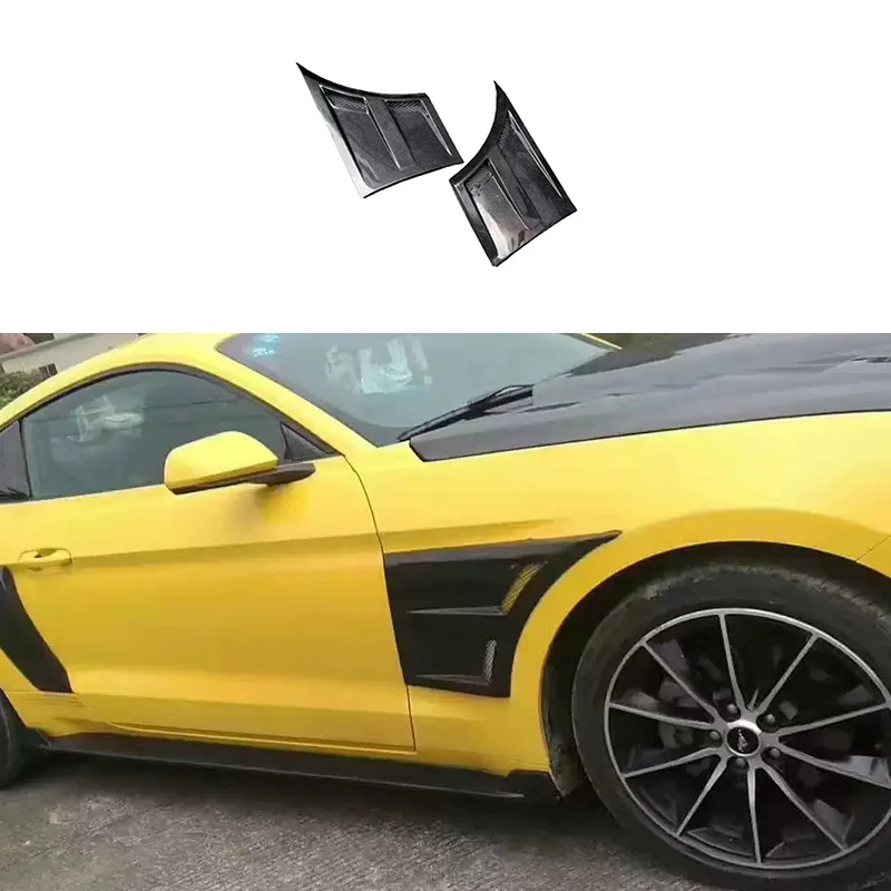 Carbon Fiber Fibre Side Bumper Front Fender Vents Flairs For Ford Mustang 2015-2017