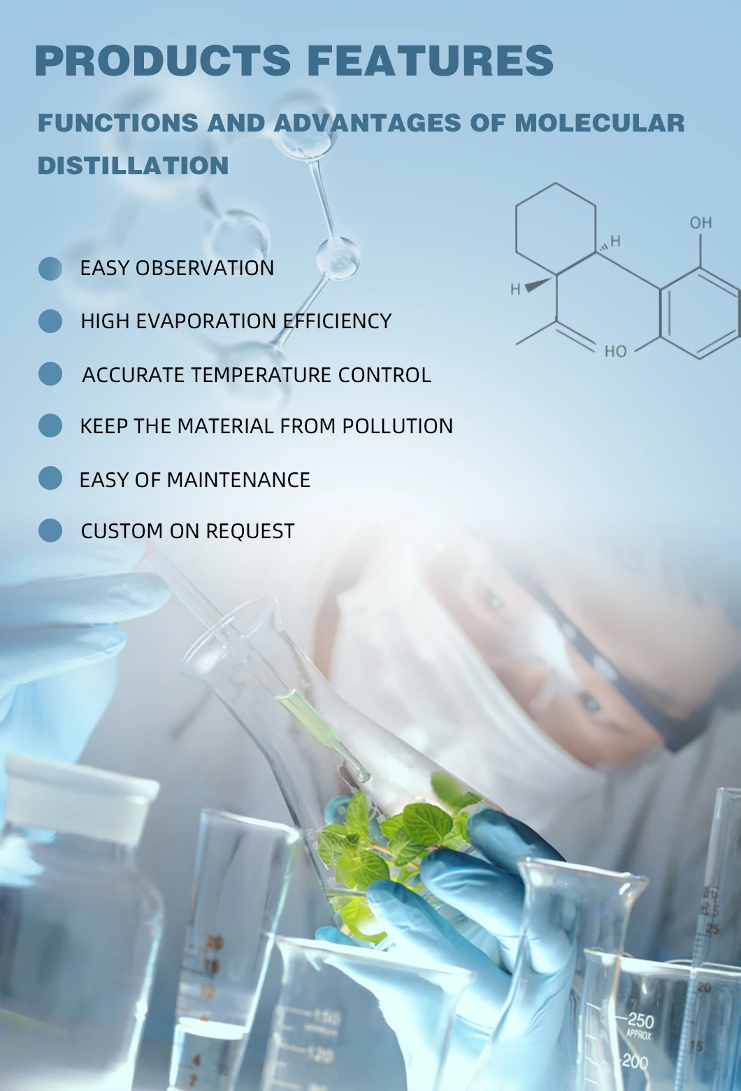 Complete Set Molecular Distillation With External Terpenes Condenser manufacture