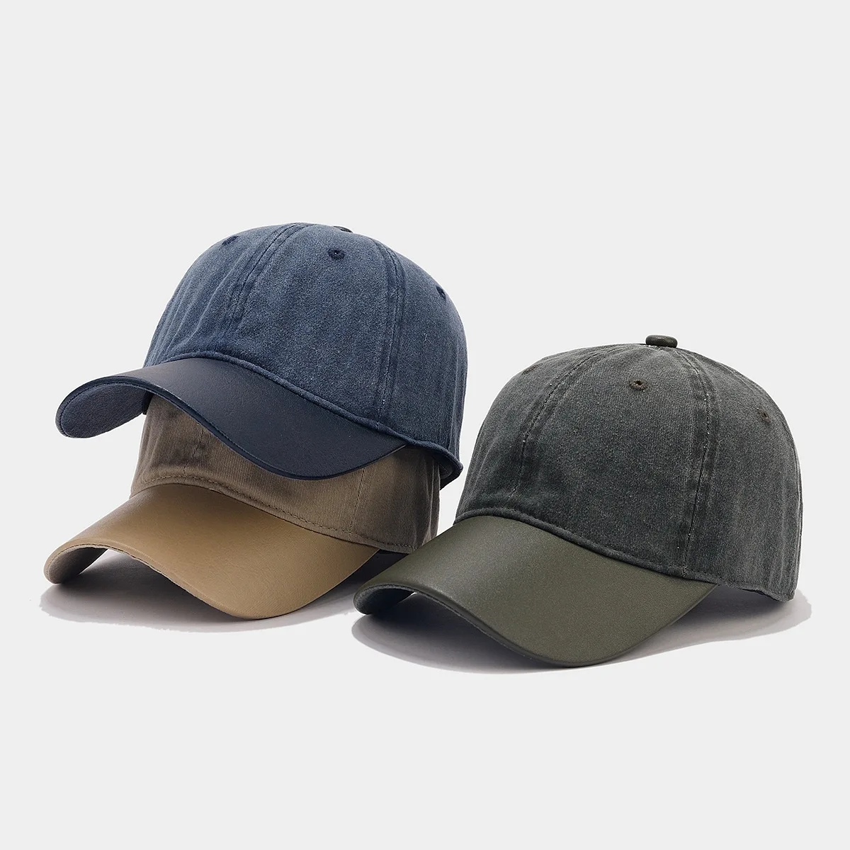 Vintage Leather Border Color Soft Top Baseball Golf Sun Hat European ...