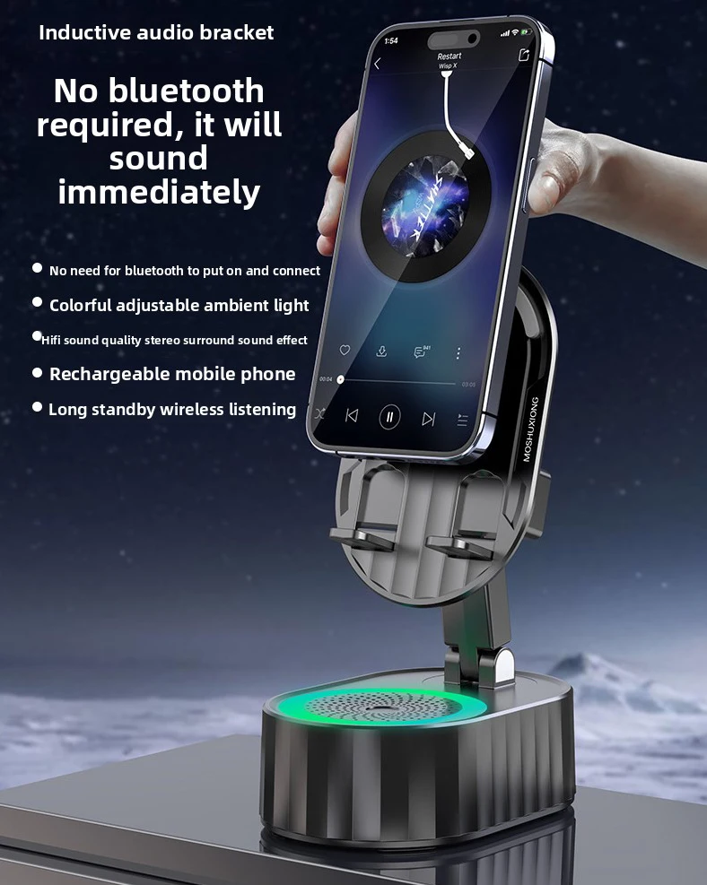 Portable Smart Woofer Wireless Bluetooth Speaker Phone Stand Flexible Desk Phone Stand Holder with Speaker and Power Bank