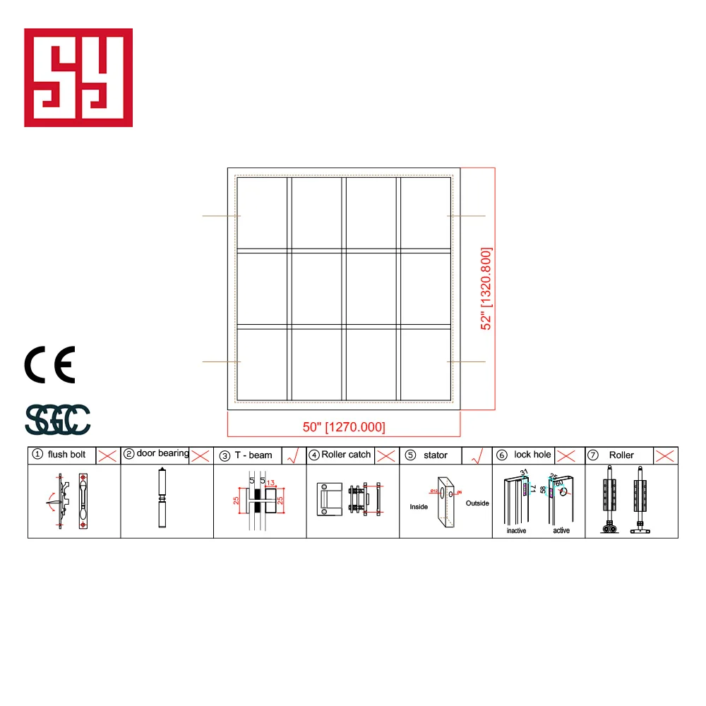 French Style Bi-Fold Iron Interior Entry Door Foldable Windproof Finish CE Certified Double Glass Steel Material 5 Year Warranty factory