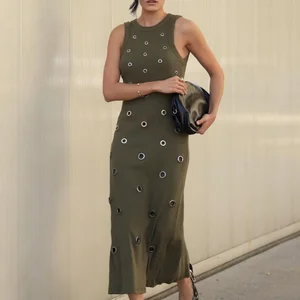 LYG 2026 New Design Custom Naillet Embroidery Heavyweight studded Eyelet Cotton Fashion Women's Dresses