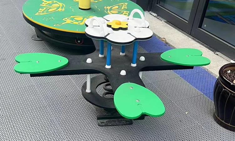 Children's outdoor garden game spring seesaw four-seater flower shape toddler seesaw playground toys hot sale