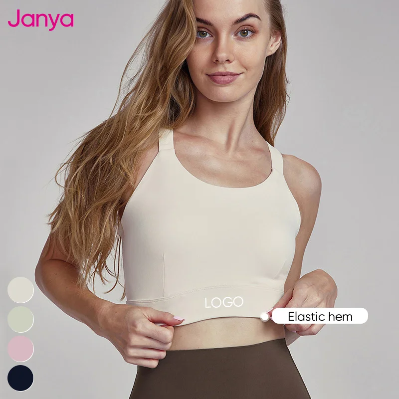 Janya Lightweight Women's Sports Bra Custom Logo Quick Dry Workout Underwear High Support Shockproof Yoga Bra for Gym Fitness