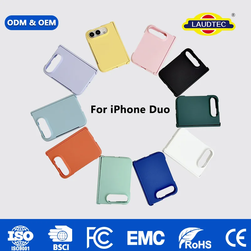 For iPhone Duo Foldable Phone Case PC Material Full Hinge Coverage Skin-Feel Matte 3-Segment Solid Color Back Cover