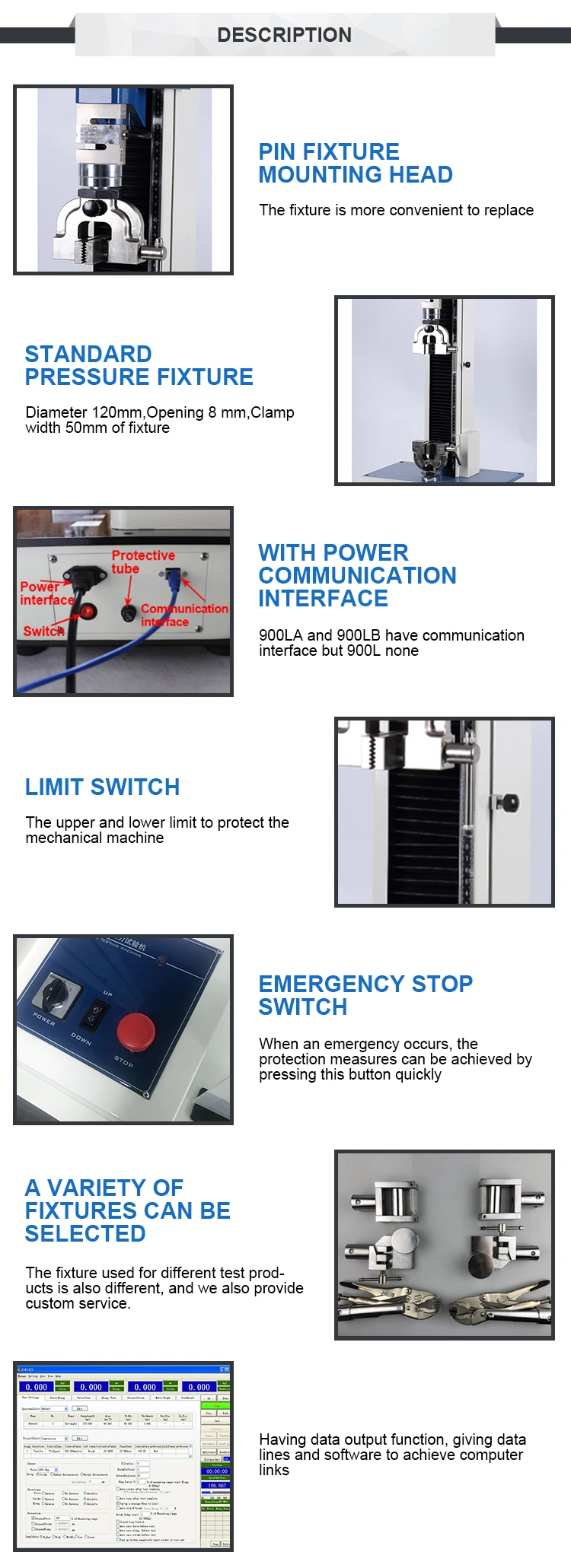 Universal Testing Machine with 500KG Max Load Capacity 220V/50HZ Power and IP56 Protection Class for Material Testing