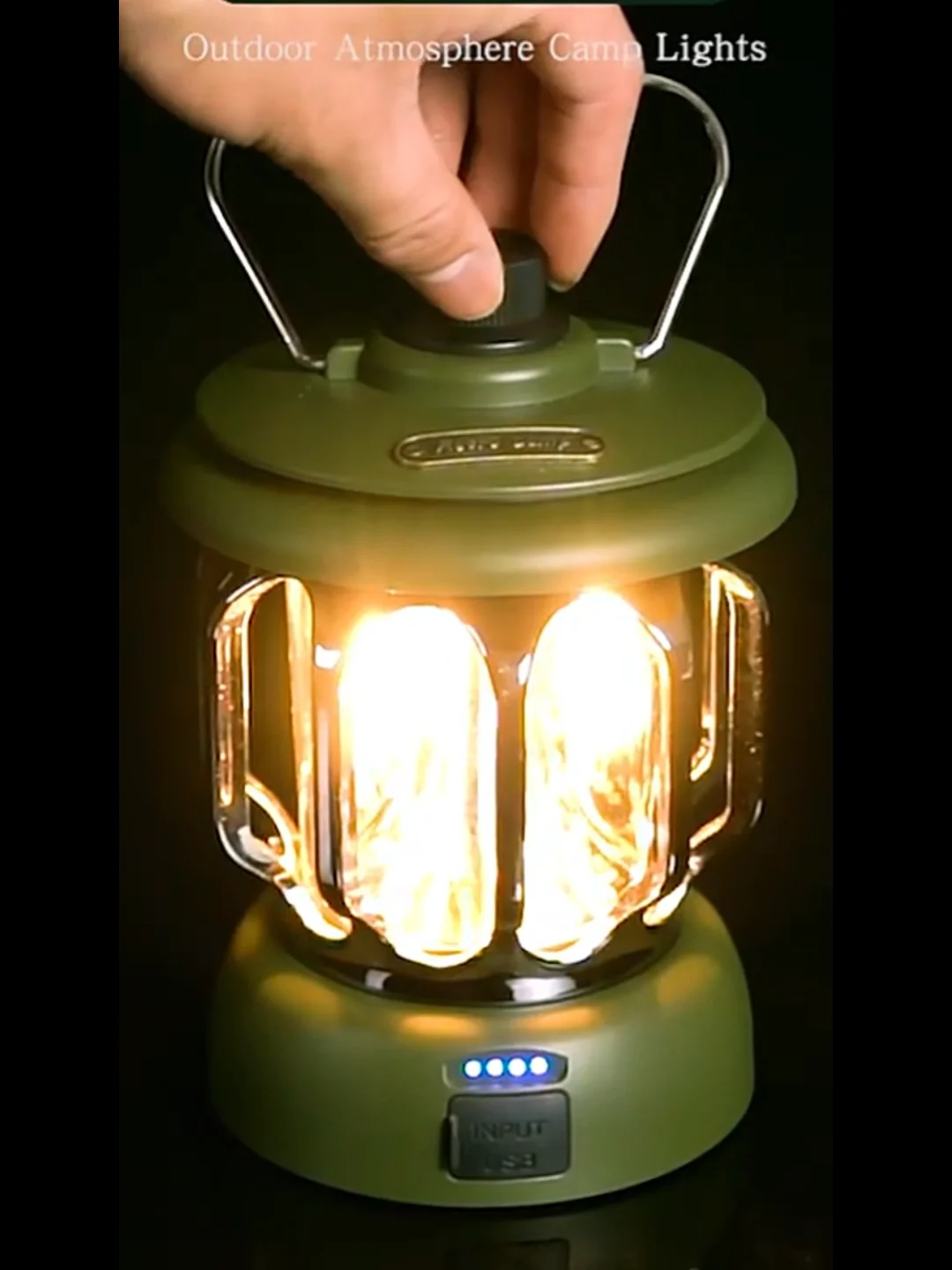 Portable Stepless Dimming Tent Camp Light Rechargeable Retro Camping