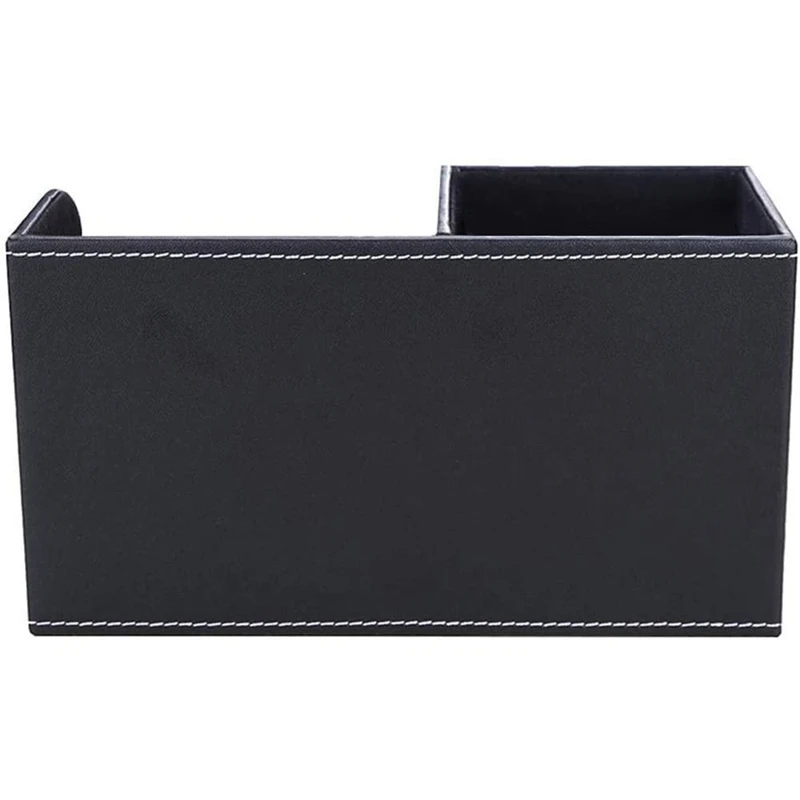 Кожаный многофункциональный настольный органайзер для канцелярских принадлежностей, коробка для хранения, ручка с дистанционным управлением, держатель с маленьким ящиком, черный