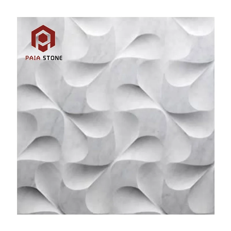 Modern White Marble 3D CNC Crafted Durable Wall Panel for Villa