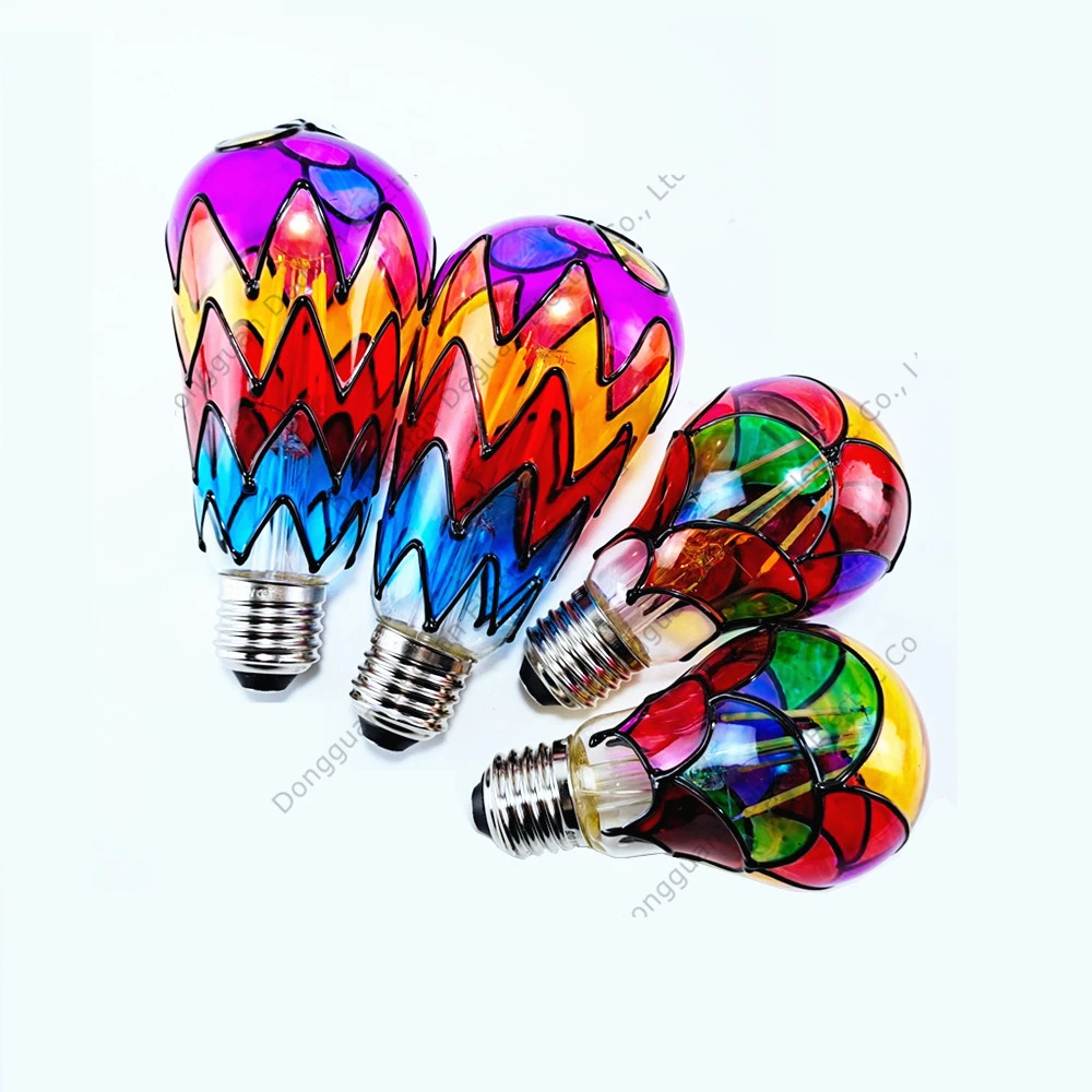 Diy Stained Glass Led Light Bulbs,St64 Led Filament Bulb,Led Edison