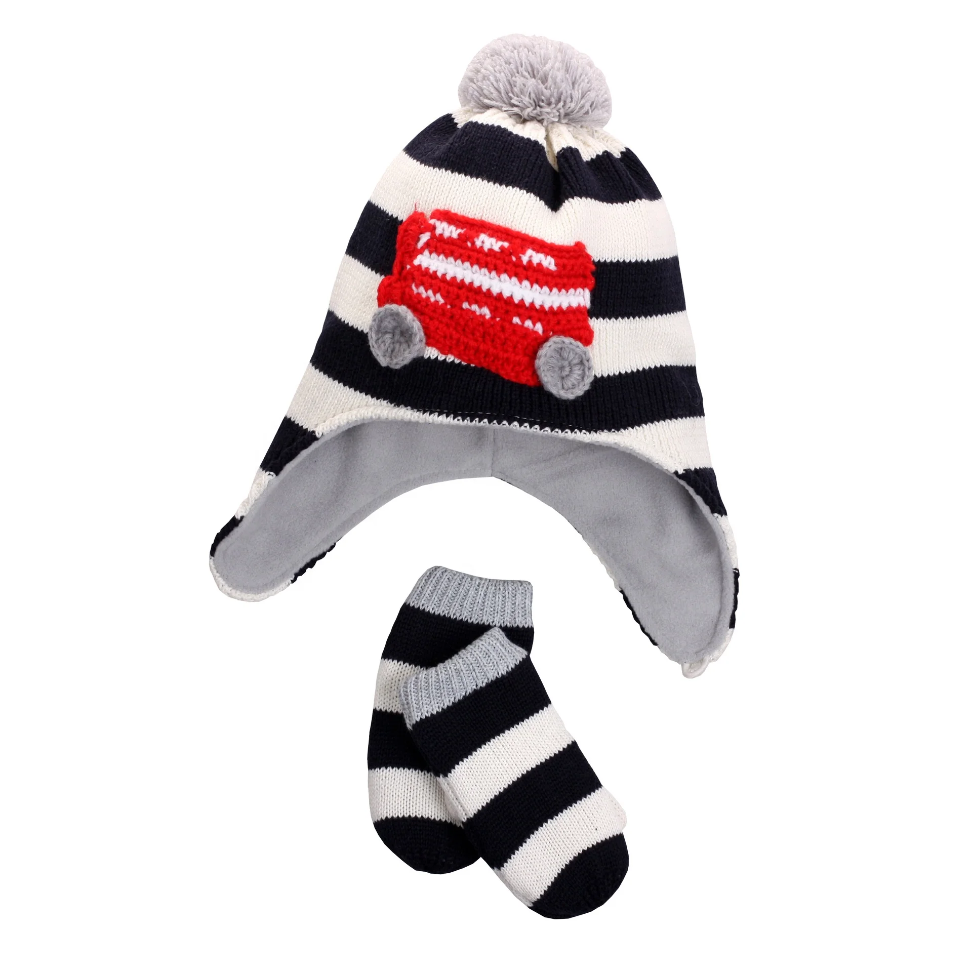 Pompom Baby Beanie Hats And Gloves 