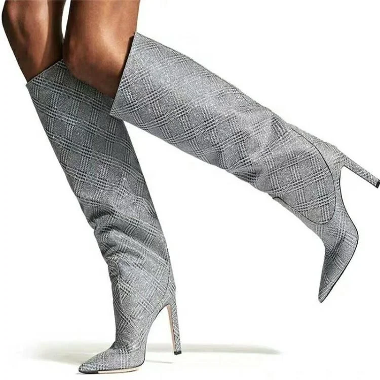 OED OEM Изготовленные на заказ из микрофибры кожаные сексуальные женские туфли 2020 с острым носком до середины икры на шпильке женские сапоги на высоком каблуке